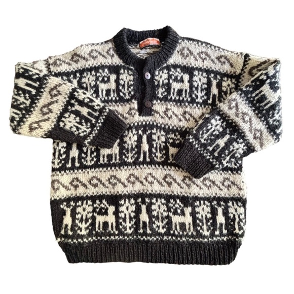 Namaste made in Nepal chunky sweater with deer pattern - Picture 1 of 16